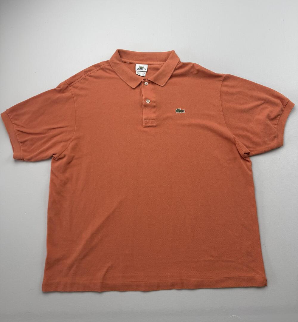 Lacoste Polo Shirt Mens 3XL Orange Solid Croc Logo Short Sleeve Knit Casual